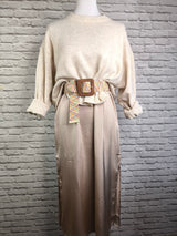 Weicher Strickpullover in Beige mit Ballonärmeln
