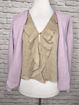 Leinenbluse ohne Arm mit Volants- Beige