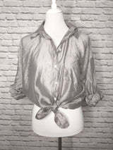Transparentes Hemd Tencel- Taupe
