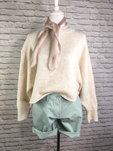 Weicher Strickpullover in Beige mit Ballonärmeln