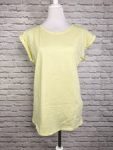 BIO COTTON T-SHIRT MIT GERADEM ÄRMEL UND AUFGEROLLTEM ÄRMELSAUM - Dunkler Sommer & Heller Sommer Winter