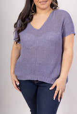 Strick Shirt Lameé- Lavendel