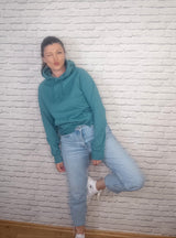 UNISEX SWEATSHIRT HOODIE CERTIFIED ORGANIC – BLAUGRÜN