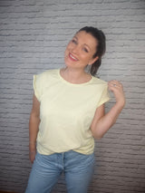 BIO COTTON T-SHIRT MIT GERADEM ÄRMEL UND AUFGEROLLTEM ÄRMELSAUM - Dunkler Sommer & Heller Sommer Winter