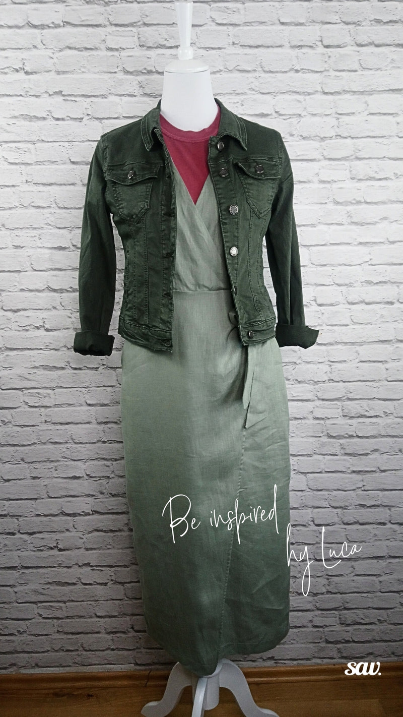 Jeansjacke mit Stretch- Khaki