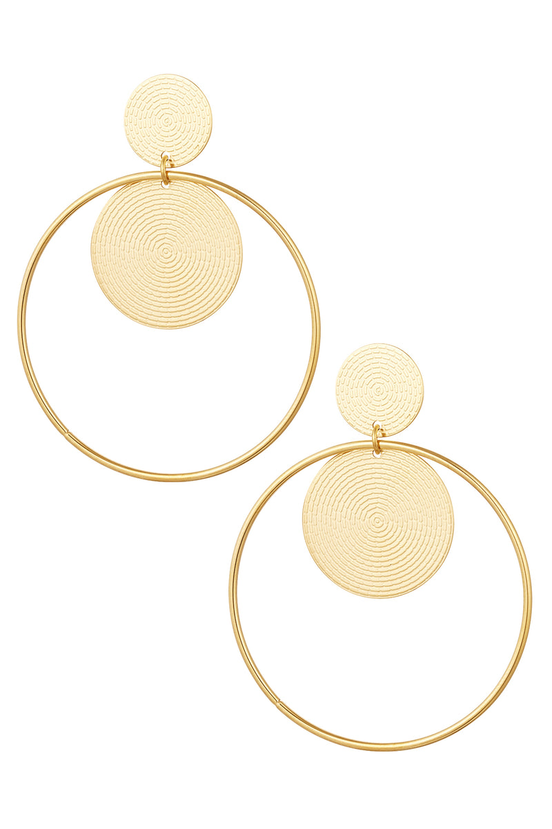 Creolen Ohrringe Gold mit runden Ornamenten