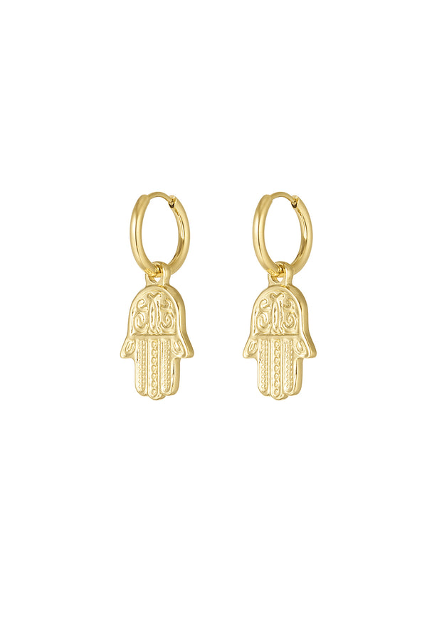 Charm- Creolen mit HAMSA-Anhänger- für WARME FARBTYPEN