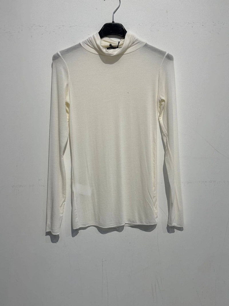 Leichtes Rollkragenoberteil aus Cashmere- Ecru