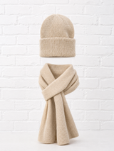 WINTERENSEMBLE SCHAL & MÜTZE MIT KASCHMIR - BEIGE - GENTLE SPRING