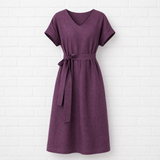 Lockeres Leinenkleid- Tunika-Kleid aus 100% Bio-Leinen: Shadow Violett - 360°