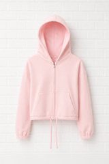 Recycled Drawstring Full-Zip Hoodie- DELIGHT SPRING