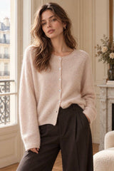 Rundhals-Cardigan aus Kaschmir- Rosé- DELIGHT SPRING