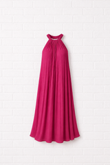 Plissiertes langes Kleid mit Neckholder-Ausschnitt- TWILIGHT WINTER