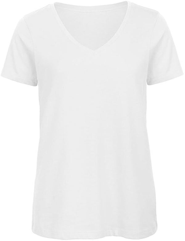 COTTON T-SHIRT MIT V AUSSCHNITT- WEISS