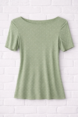 Kurzärmeliges Kaschmir-Shirt mit Punkten-GENTLE SPRING