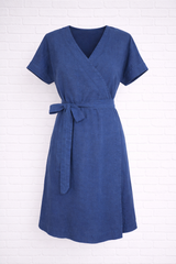 Hochwertiges Leinen-Wickel- Kleid- TWILIGHT WINTER