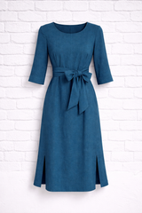 Natürliches Leinenkleid 3/4 Wickelkleid - VERDANT WINTER