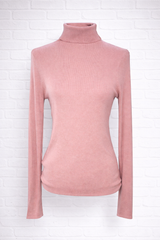 Rollkragen-Pullover aus Kaschmir und Wolle- Altrosa -  GENTLE SPRING