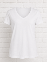 COTTON T-SHIRT MIT V AUSSCHNITT - BASIC WINTER