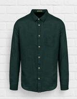 Vorgewaschenes Leinen-Hemd MEN - VERDANT WINTER