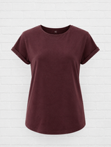 BIO COTTON T-SHIRT MIT GERADEM ÄRMEL UND AUFGEROLLTEM ÄRMELSAUM - VERDANT WINTER