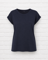 BIO COTTON T-SHIRT MIT GERADEM ÄRMEL UND AUFGEROLLTEM ÄRMELSAUM - VERDANT WINTER