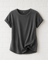 BIO COTTON T-SHIRT MIT AUFGEROLLTEM ÄRMELSAUM - VERDANT WINTER