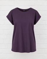 BIO COTTON T-SHIRT MIT GERADEM ÄRMEL UND AUFGEROLLTEM ÄRMELSAUM - VERDANT WINTER