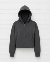 Half Zip Cropped Hoodie- VERDANT WINTER