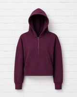 Half Zip Cropped Hoodie- VERDANT WINTER