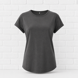 Bio T- SHIRT MIT RUNDSAUM UND AUFGESCHLAGENEM ÄRMEL -Stoned Washed Grey - VERDANT WINTER