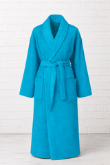 Bademantel mit Schalkragen - Frühlingsblau - CLASSIC SPRING