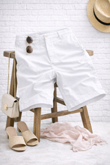 Chino-Bermuda-Shorts- Weiß