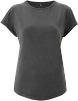 Bio T- SHIRT MIT RUNDSAUM UND AUFGESCHLAGENEM ÄRMEL -Stoned Washed Grey - VERDANT WINTER