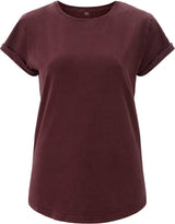 BIO COTTON T-SHIRT MIT GERADEM ÄRMEL UND AUFGEROLLTEM ÄRMELSAUM - VERDANT WINTER
