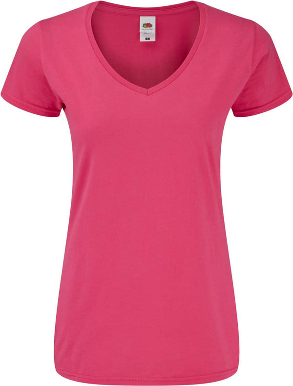 T-SHIRT mit V- Ausschnitt Iconic- Fuchsia