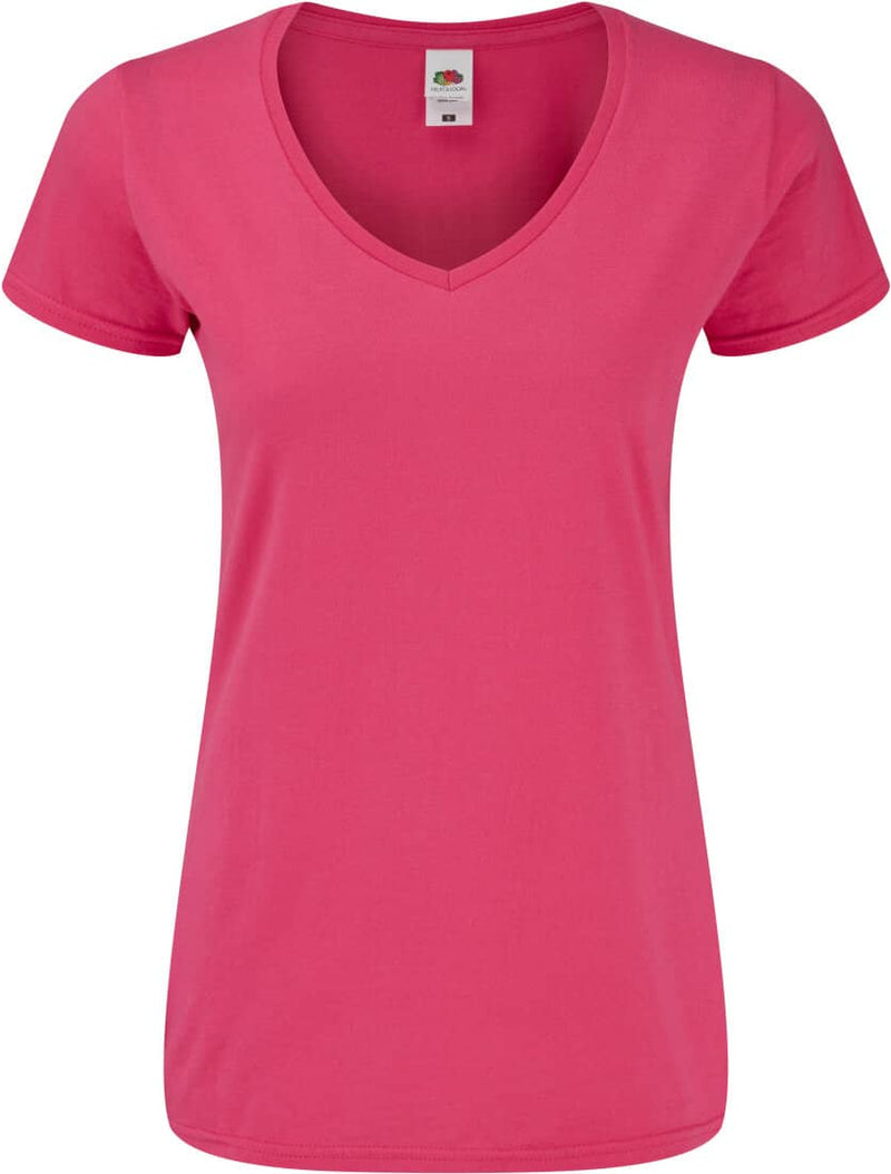 T-SHIRT mit V- Ausschnitt Iconic- Fuchsia