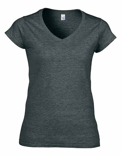 T-SHIRT mit V- Ausschnitt- Graumeliert