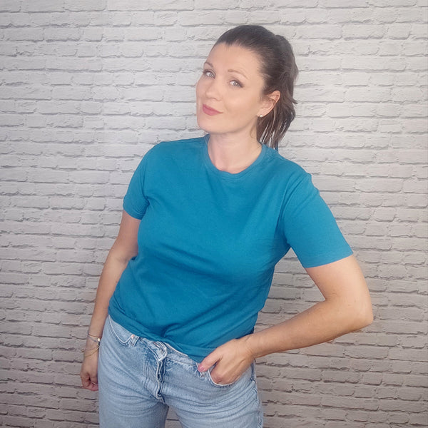 KLASSISCHES BIO COTTON T-SHIRT B&C - PETROL. Diva Blue