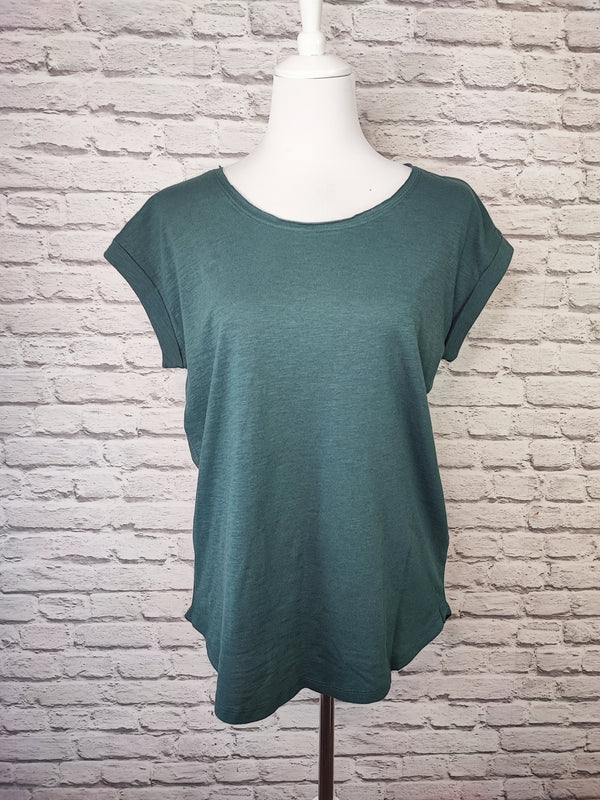 T- Shirt Ladie Long Slub-  Bottle Green meliert