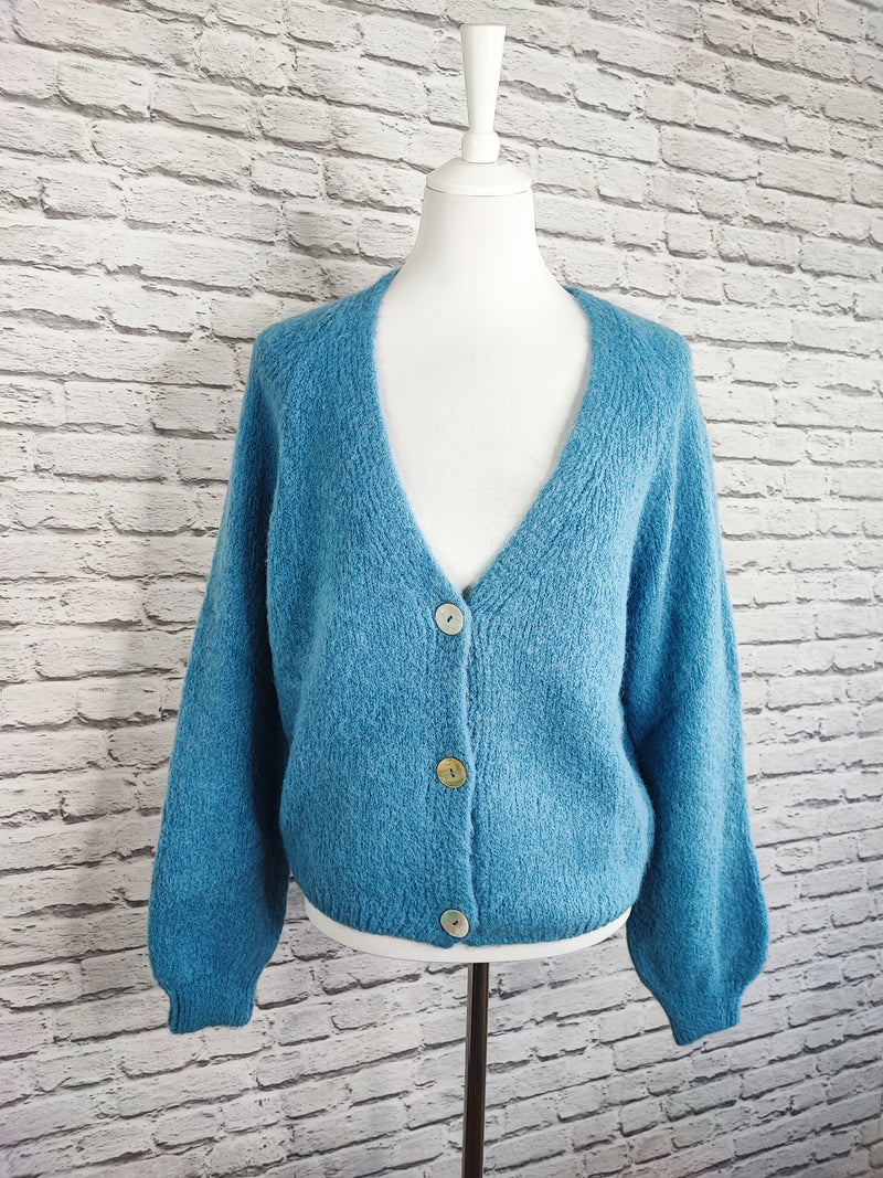 Nachhaltige Alpaka Strickjacke in BIO QUALITÄT- Blau