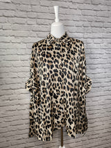 Oversize-Hemd mit Leopardenmuster und 3/4-langen Ärmeln- Animalprint Leo