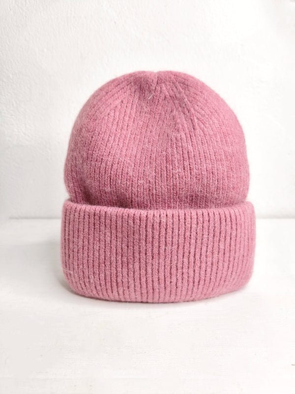 Flauschige Angora Mütze Uni- Raspberry