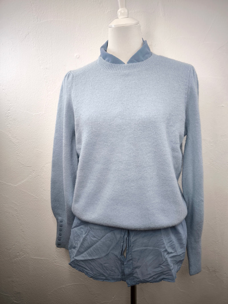 Leichtes Baumwollhemd- Jeansblau