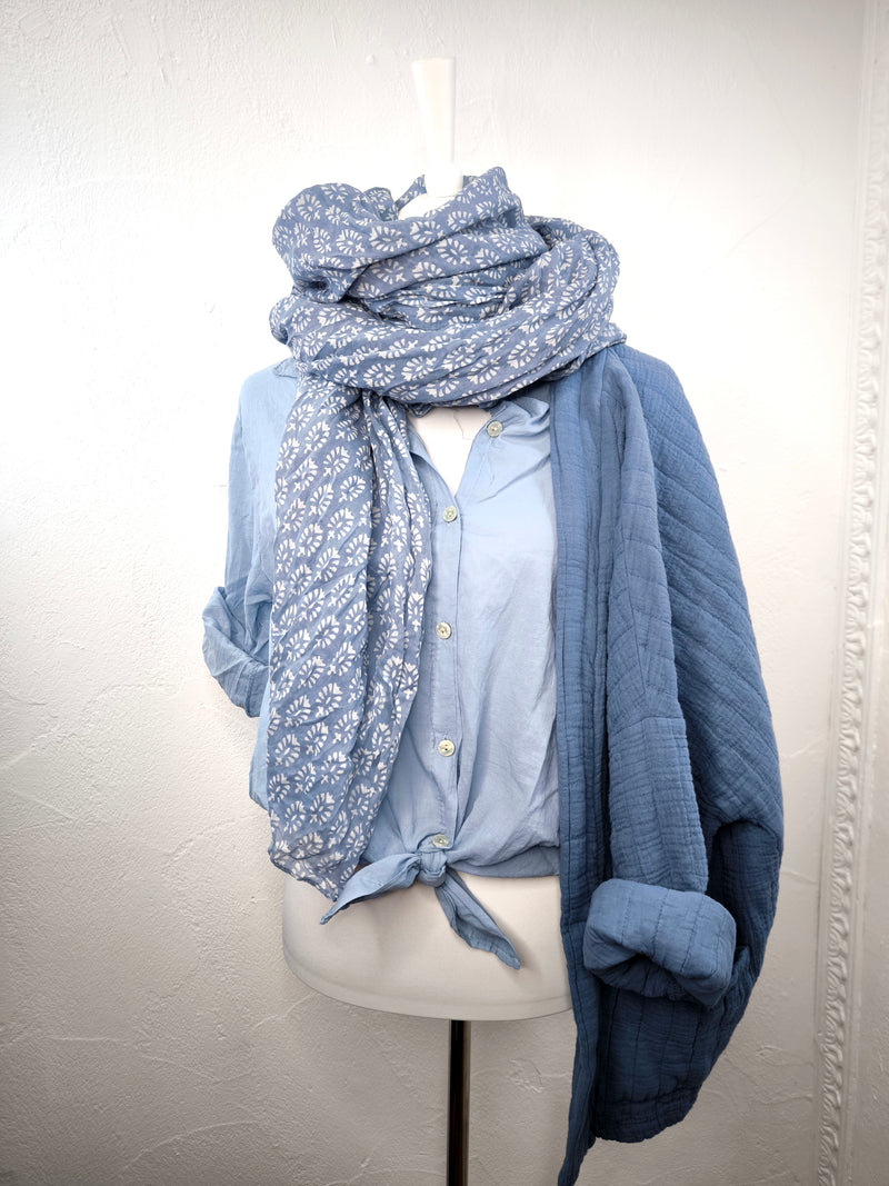 Leichtes Baumwollhemd- Jeansblau