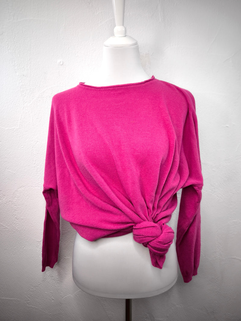 Poncho Pullover mit Kaschmir- Pink