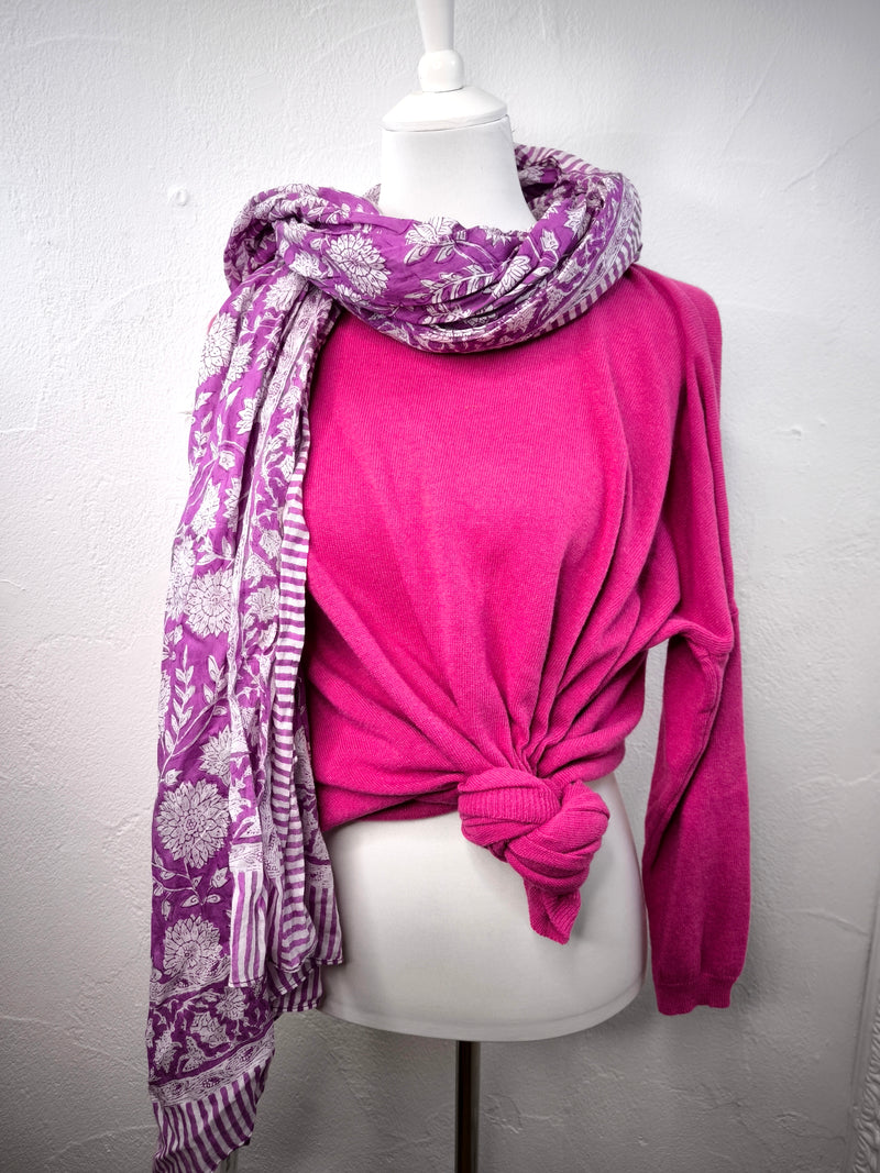 Poncho Pullover mit Kaschmir- Pink