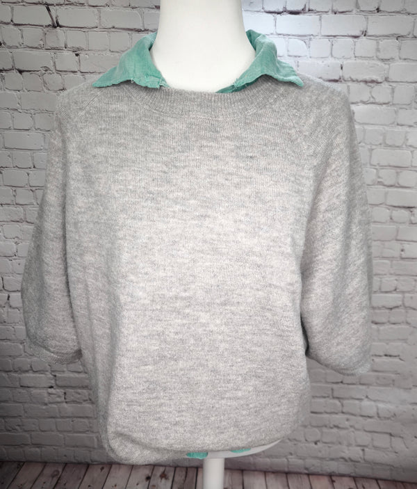 Alpaka-Pullover mit 3/4 Arm und Muschelsaum