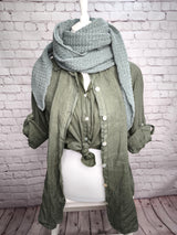 Gestreiftes Leinenhemd- Khaki