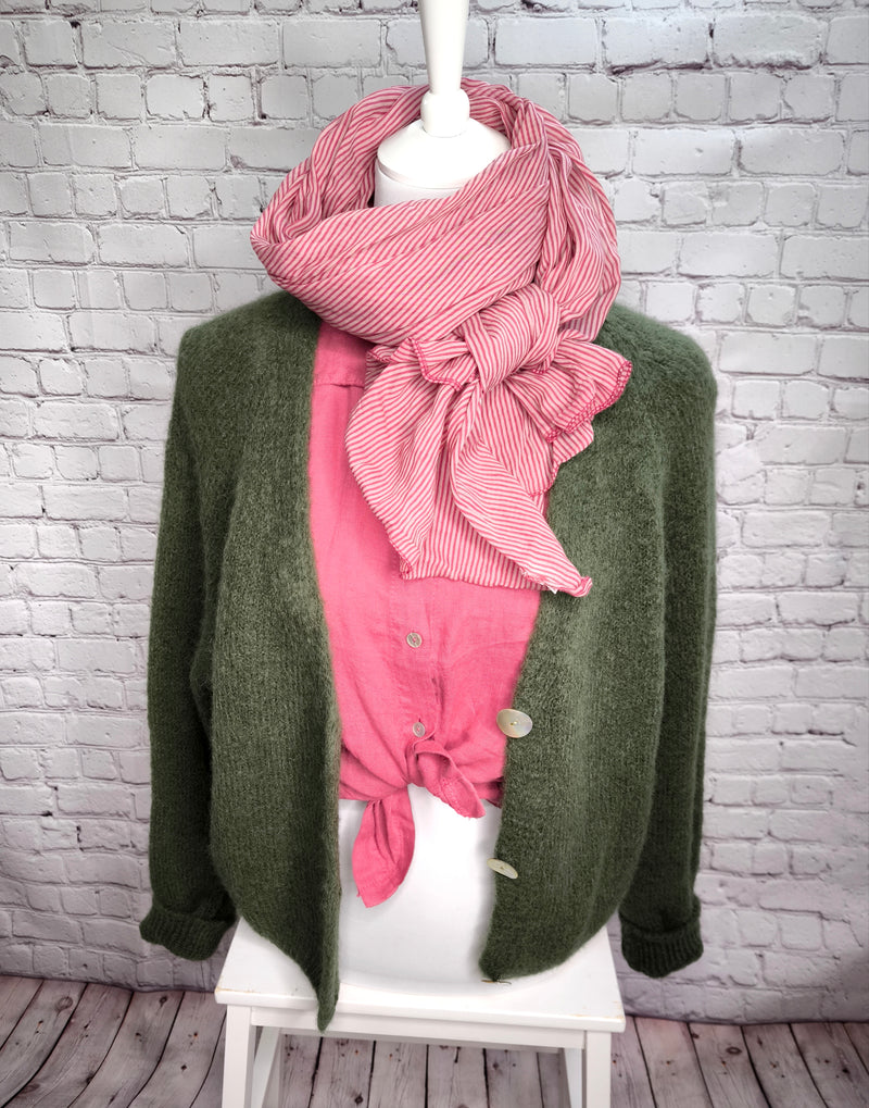 Nachhaltige Alpaka Strickjacke in BIO QUALITÄT - Khaki